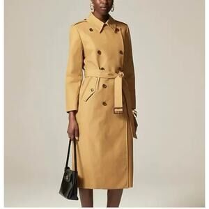 J Crew New Long Icon Trench Coat 12 NWT Midi Tan Honey CI113 J.Crew Belt Prep
